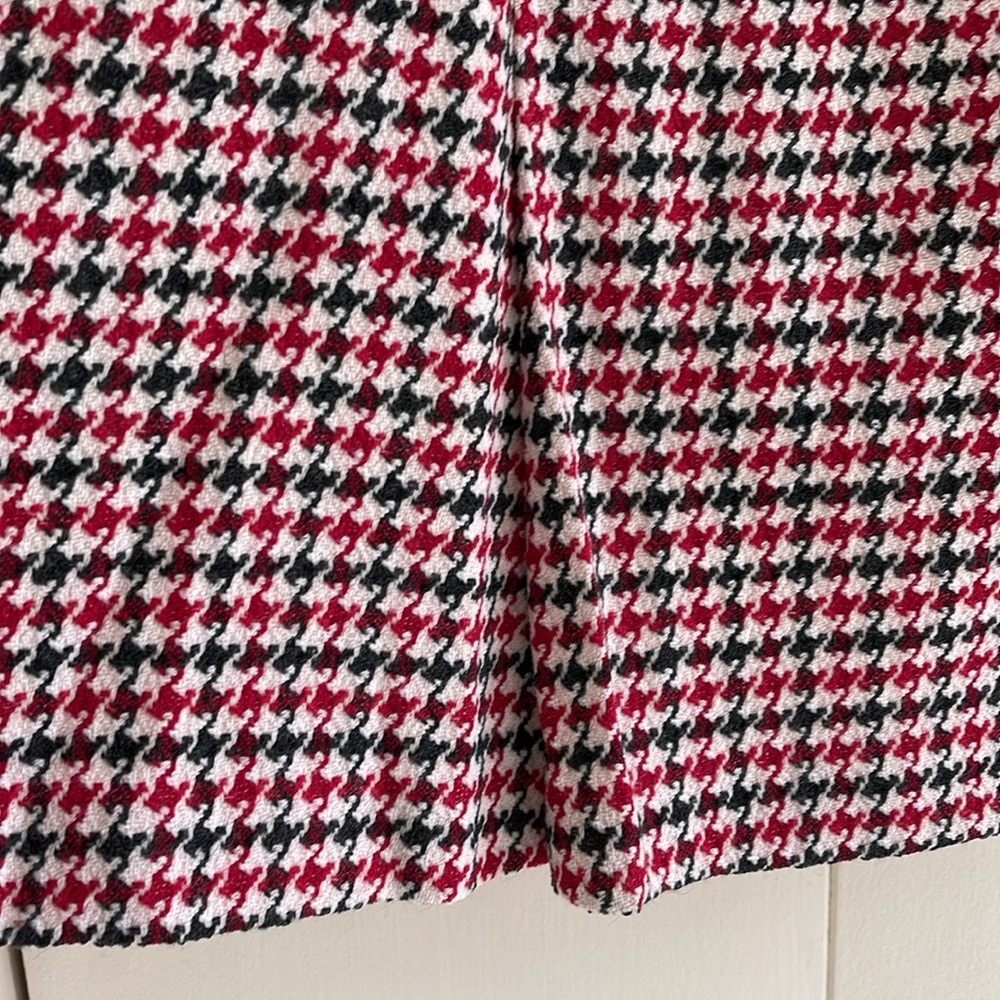 Talbots houndstooth lined Wool blend skirt white/black/red, in excellent cond - Picture 5 of 6
